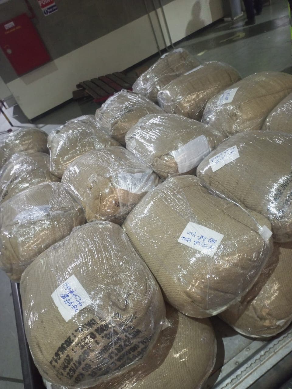 Labeled export batches prepared for shipment